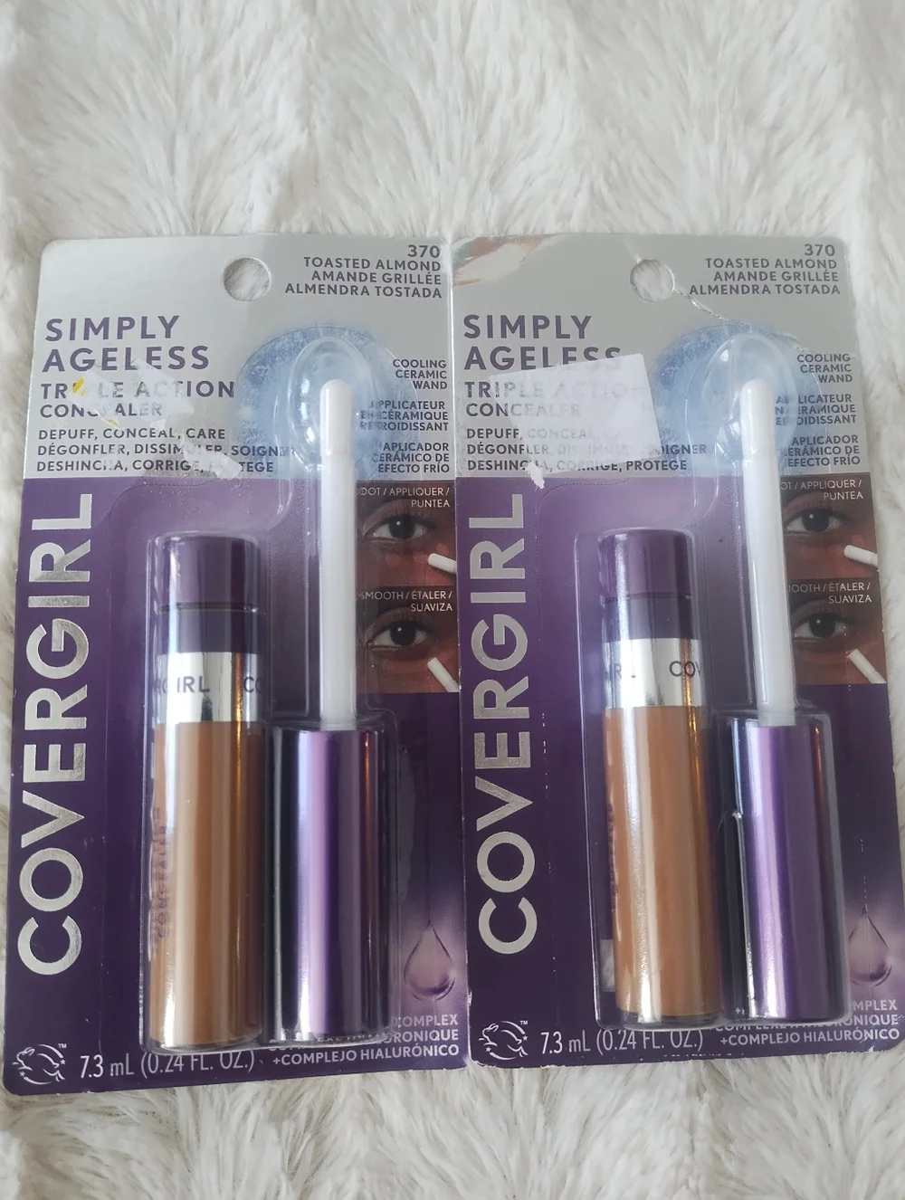 2 X CoverGirl Simply Ageless Triple Action Concealer #370 Toasted Almond